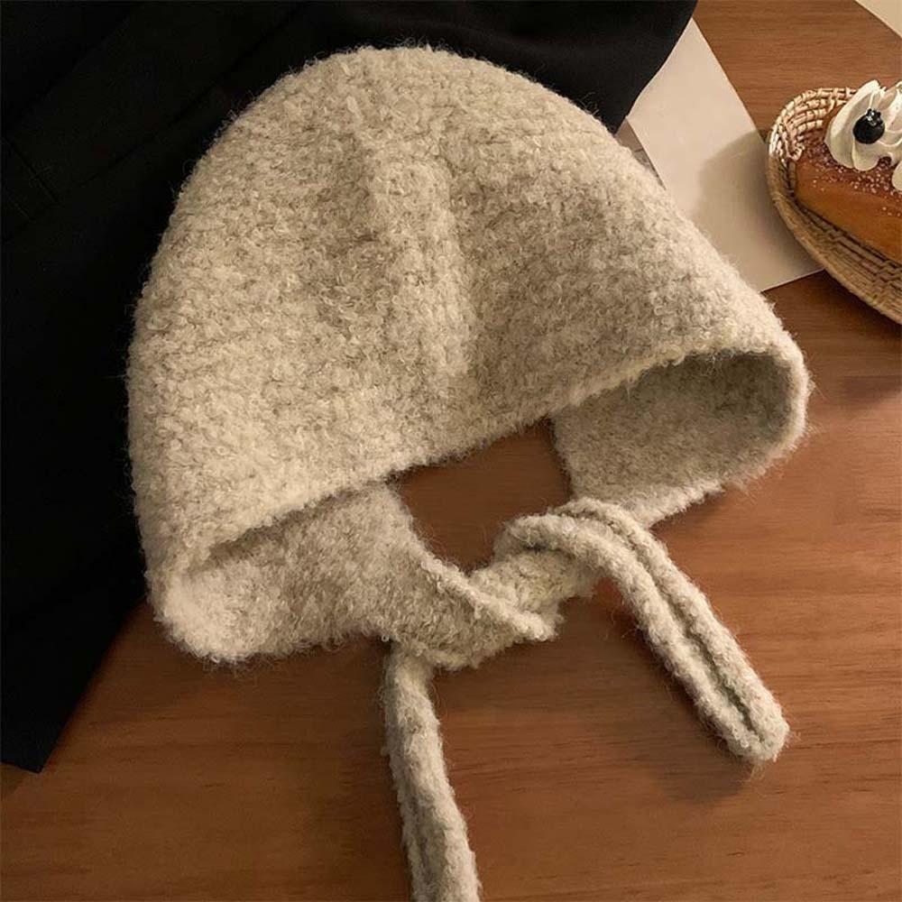 Double Side Knitted Hooded Cap Acrylic Fibers Winter Neckerchief Hat  School