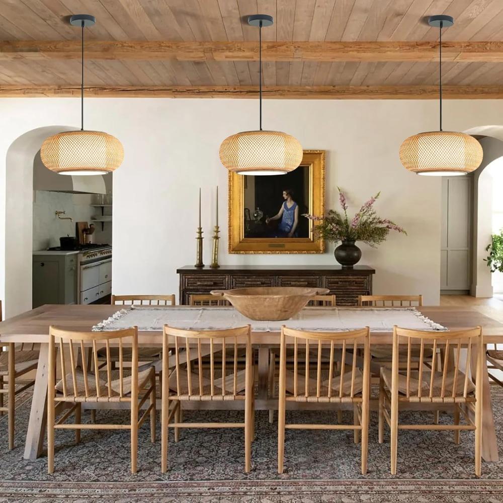 40/60CM Bamboo Pendant Light Natural Chandelier Ceiling Light Ceiling Lamp Bamboo Chandelier for Dining Room Tea Room Restaurant