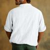 Men's Casual Stand Collar Pullover Shirt Retro Thin Cotton Linen T-shirt Top