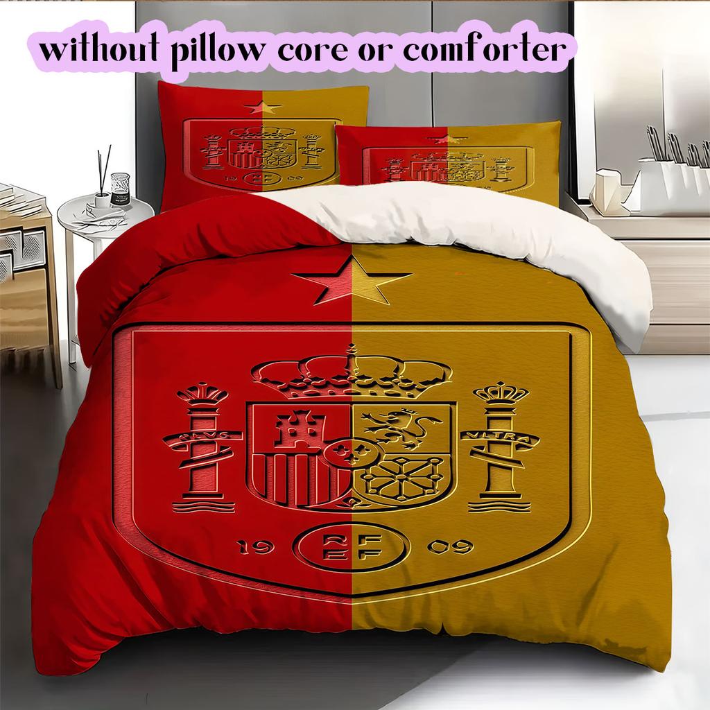 Spain Football Soccer Pattern Bedding,Quilt Set Quilt Cover Pillowcase Home Birthday Gift (1*duvet Cover+2*pillowcase,without Core)