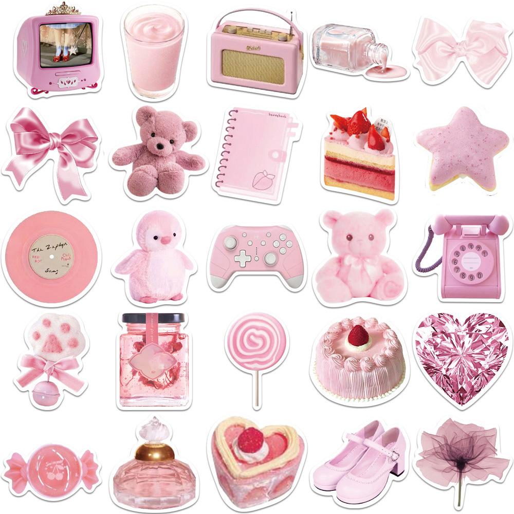 10/30/50pcs Cute Korean Pink Girl Heart Stickers Ins Style Aesthetic Decals Suitcase Phone Laptop Kawaii Sticker Decoration Toy