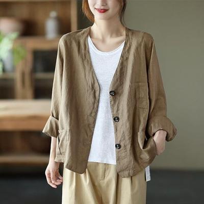 Bayan Casual 3/4 Kollu Pamuklu Hırka Yaz Bluz