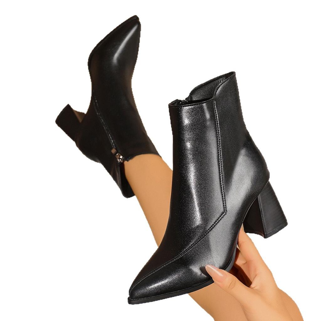 Fashion boots women's simple fashion foreign style high heels versatile short boots winter British style Martin boots women's new models