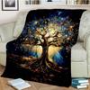 Tree of Life Mystical Celtic Art Print Flannel Blanket Cozy Warm Throw Sofa Bedroom Present Indoor Home Party Lounge Decor