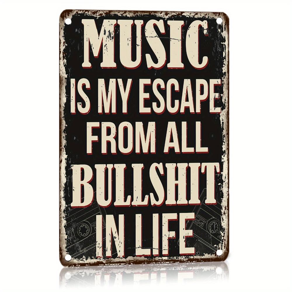 Vintage Music Metal Tin Sign: 12x8 inches/30x20 cm, Rustic Style Wall Art for Home, Bar or Farm Decor - Iron Material