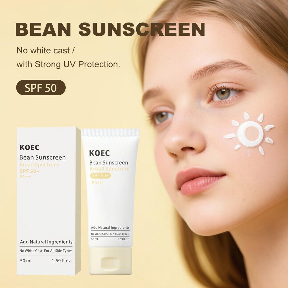 KOEC Soy Milk Sunscreen SPF50 Summer Sunblock Lightweight Breathable Moisturizing Face and Body Cream 50g
