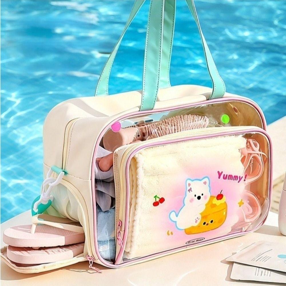 Wet Dry Separation Swim Handbag Shoe Compartment Travel Beach Bag Girls Toiletry Bag Outdoor Use