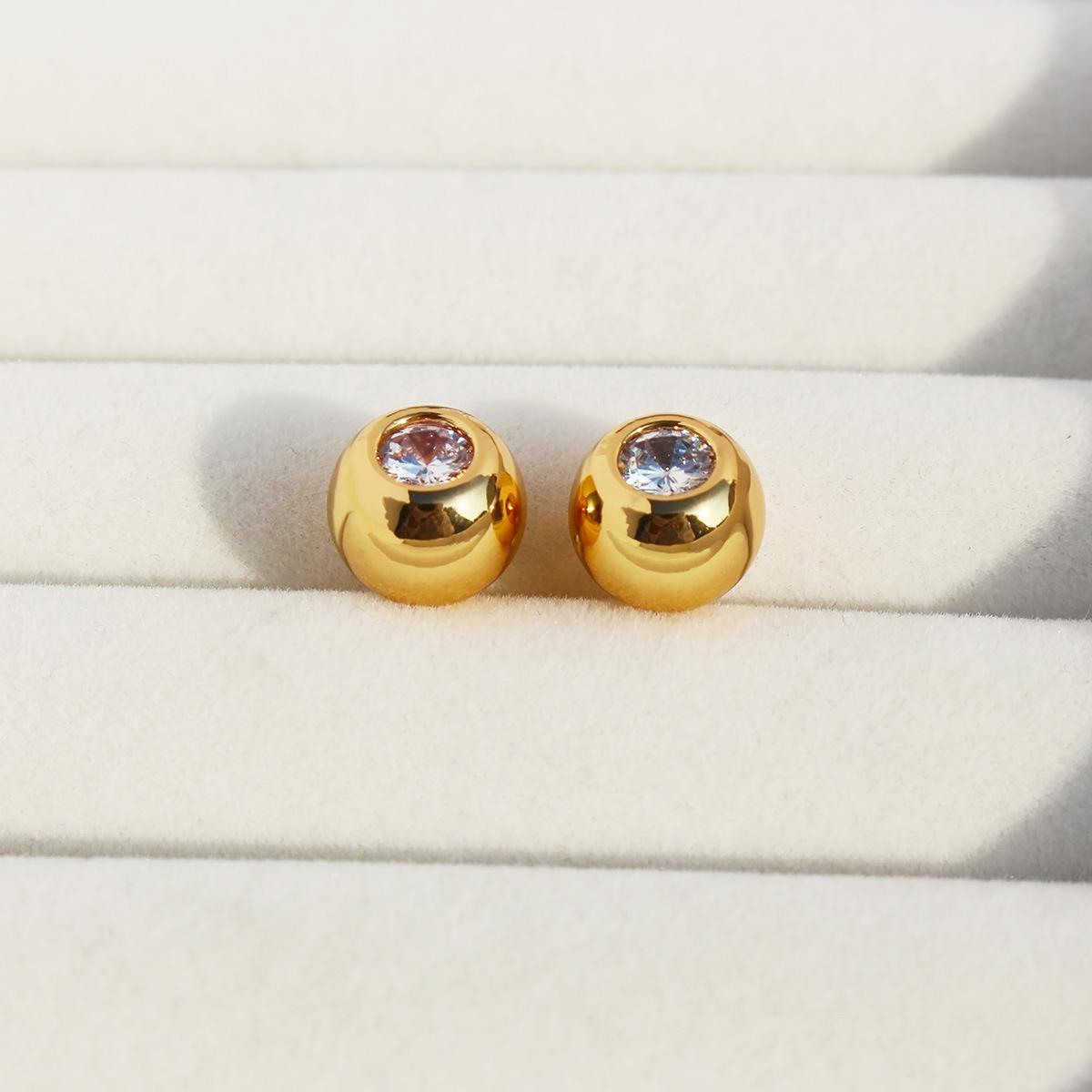 

Модные высококачественные одинарные крупные трехмерные круглые серьги-гвоздики с цирконием, ежедневные дорожные серьги Doudou, иглы из серебра 925 пробы 671 золотой