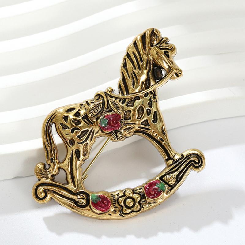 1 Stück Unisex Hübsches Spielzeug-Design Pferd Party Lässige Broschennadeln Geschenke Vintage Schaukelpferd Broschen Für Frauen