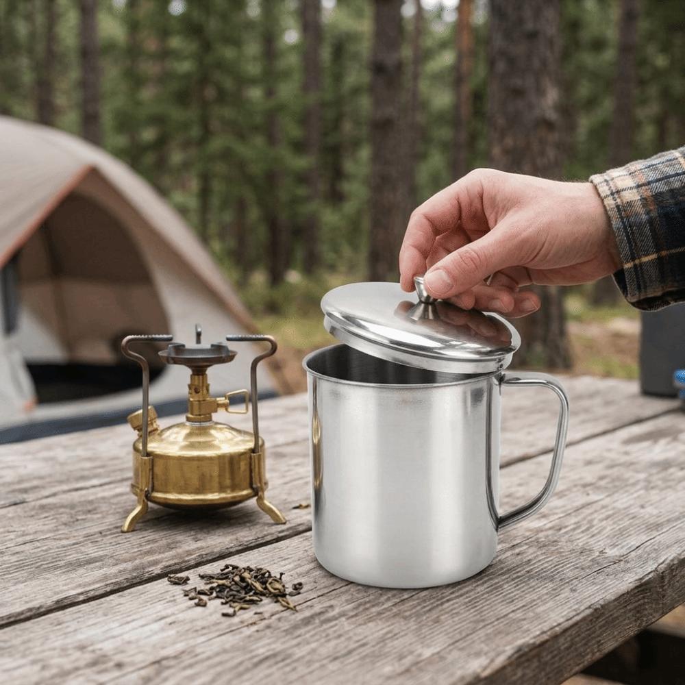 Cylindrical Overall Metal Tumbler Rustless Steel Drinking Mug Water Cup Office Hydration 10cm
