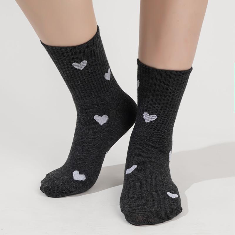 Women's  Autumn and Winter Socks Mid-tube Versatile Gray Women's Cute Solid Color Socks