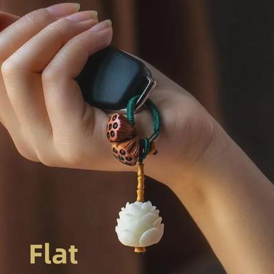 Porte-clés Pendentif Bodhi Lotus Bois de Pêcher - Accessoire Mignon et Créatif pour Hommes et Femmes