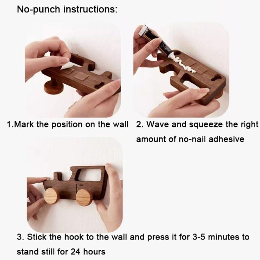 Wall Mounted Wood Car Shaped Hooks Decorative Coat Bag Hook Cartoon Car Wall Hooks  Entrance