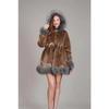 Imitation Mink Fur, Imitation Mink Fur Integrated Medium and Old Coat Medium and Long Hooded Cotton-padded Coat, Imitation Fur Waist