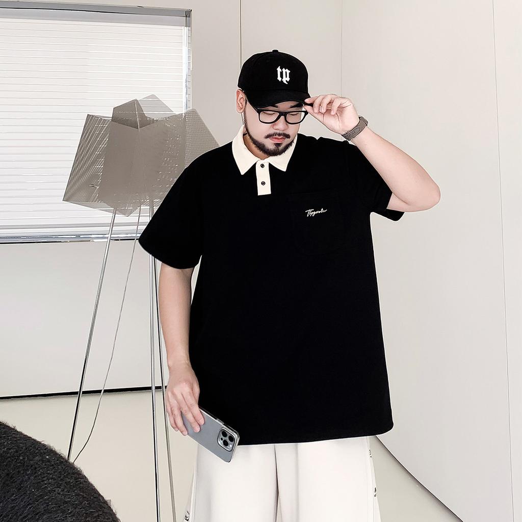 Trendy Large Size Sweat Wicking Soft Quality Breathable Men's Loose Polo Shirt--Wrinkle Resistant Casual Sports Short Sleeve Neck Shirt