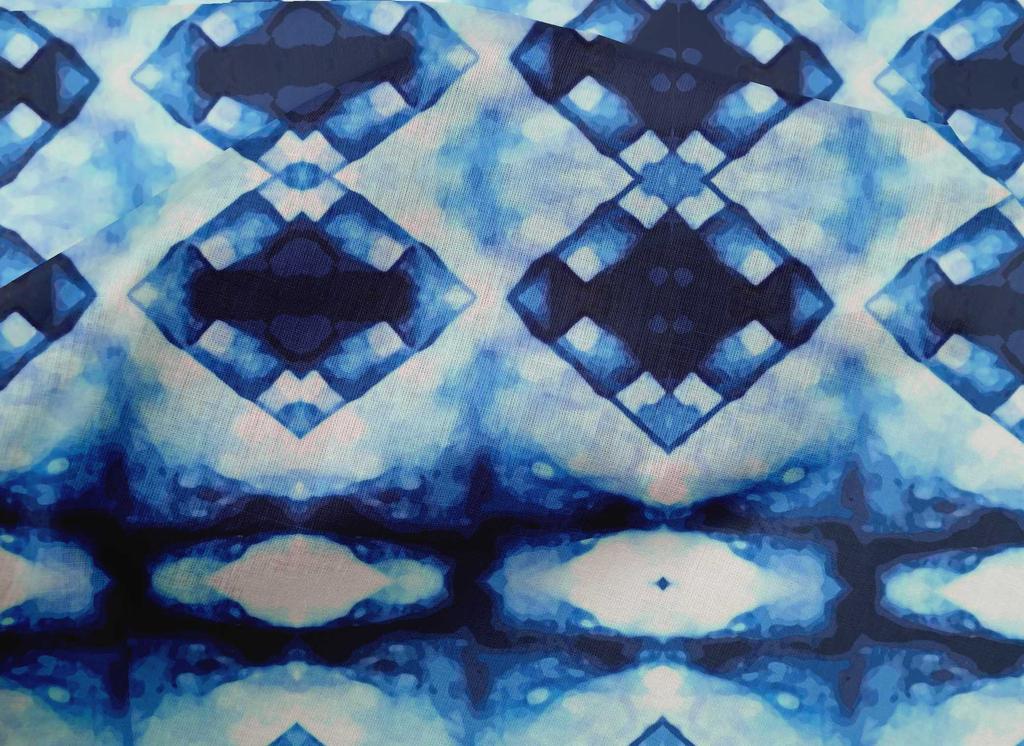 oneOone Cotton Poplin Navy Blue Fabric Geometric Shibori Sewing Craft Projects Fabric Prints By Yard 42 Inch