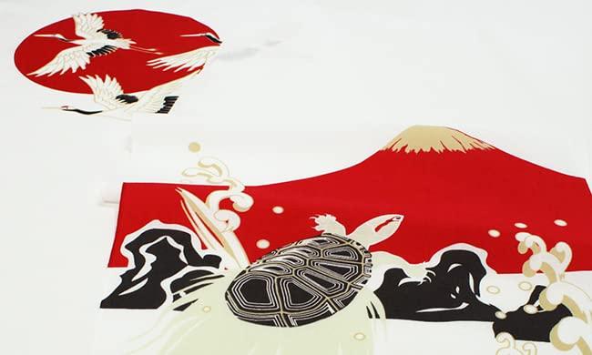 Dyeing Anbo Hand Towel Fuji and Good Fortune Authentic Dyed Cotton Tokuoka Made In Japan 35cm X 100cm "Red Turtle" 100%