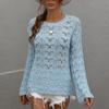 Women's  And Winter  Solid Round Neck Long Sleeve Knit Sweater Pullover Sweater
