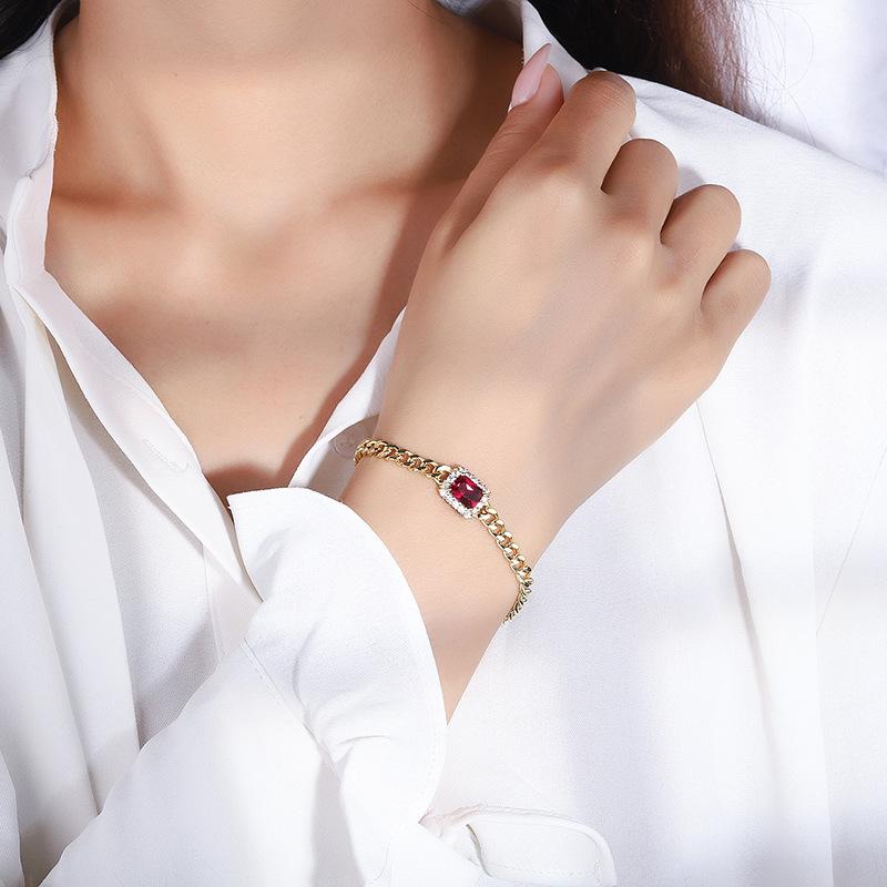 Sace Gems Bransoletka ze stopu miedzi A prostokątna 6*8mm cyrkoniowa to stylowy i wyrafinowany prezent ślubny dla dziewczyn