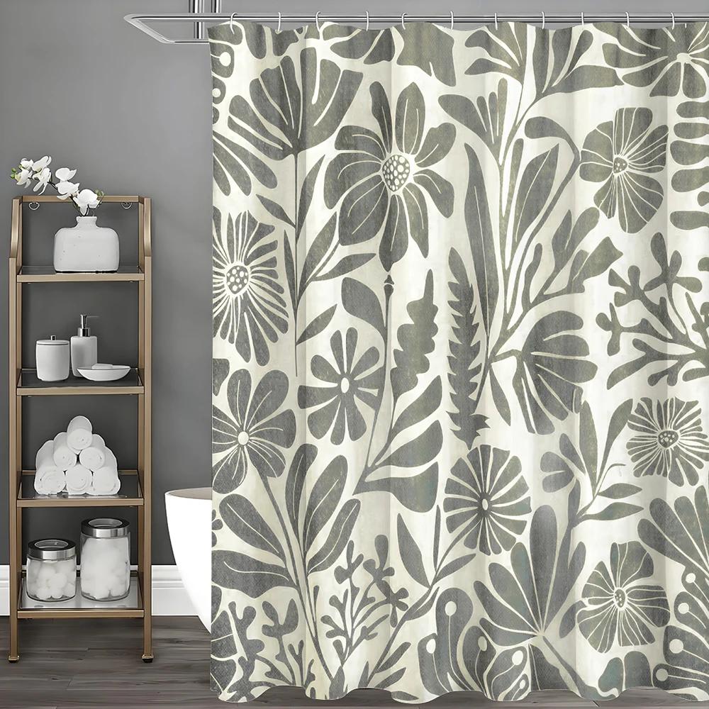 Vintage Aesthetic Floral Bohemian Colorful Modern Shower Curtain, Bathroom Decorative Shower Curtain, Waterproof Shower Curtain 90X180cm