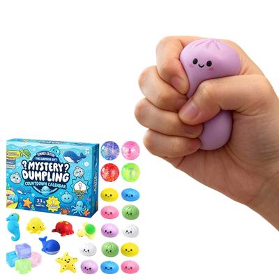 Mystery Dumpling Countdown Calendar with 23 Pieces Including Toys Sparkle Balls and Animal Figures for Kids Ages 3 and Up
