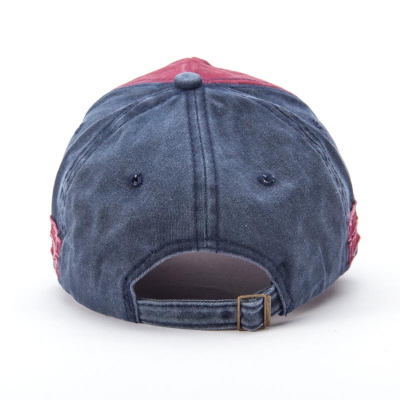 Vintage Color Contrast Washed Distresseded Sun Hat Air Permeable Adjustable Dad Hats For Women Men Embroidery Baseball Cap