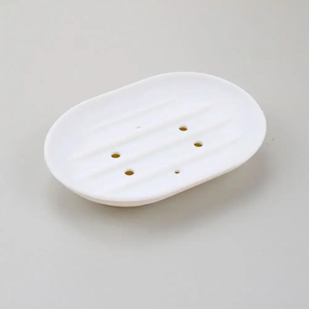 Anti-slip Silicone Soap Stand Draining Soap Box/dish Oval Silicone  Stand Bathroom Soap Box Without Perforation