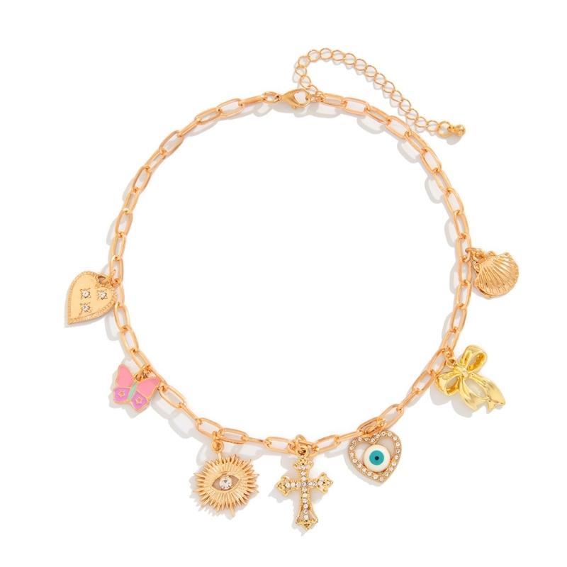 Stylish Gold Crosses Necklace for Women with Seashells Charm Decoration for Beach and Summer Fashion Statement Pieces