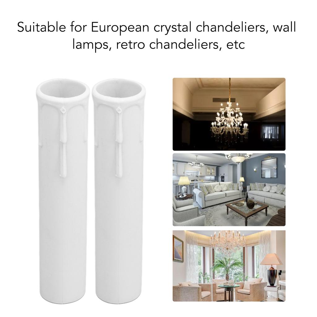20 Pieces E12 Candle Covers Sleeves, Simulation Wax Drop Design, Heat Resistant Flame Retardant ABS Material, with Replacement Lids for Appl