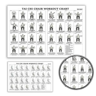 Tableau d'entraînement Tai Chi sur chaise Affiche Sans cadre Exercices assis pour débutants et seniors 12x18 pouces Art mural en PVC pour salon chambre studio de yoga salle de sport
