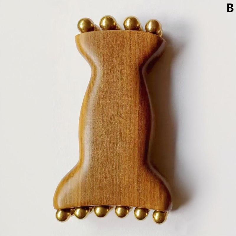 Многофункциональный прочный инструмент для SPA Гуа Ша, латунная головка, массажная расческа Гуа Ша, длинная деревянная ручка, прочная массажная щетка для меридианных точек