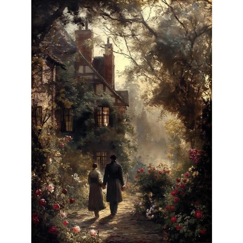 Vintage Romanticism Couple Painting Posters and Prints Canvas Printing Romantic Wall Art Picture for Living Room Home Decor Gift