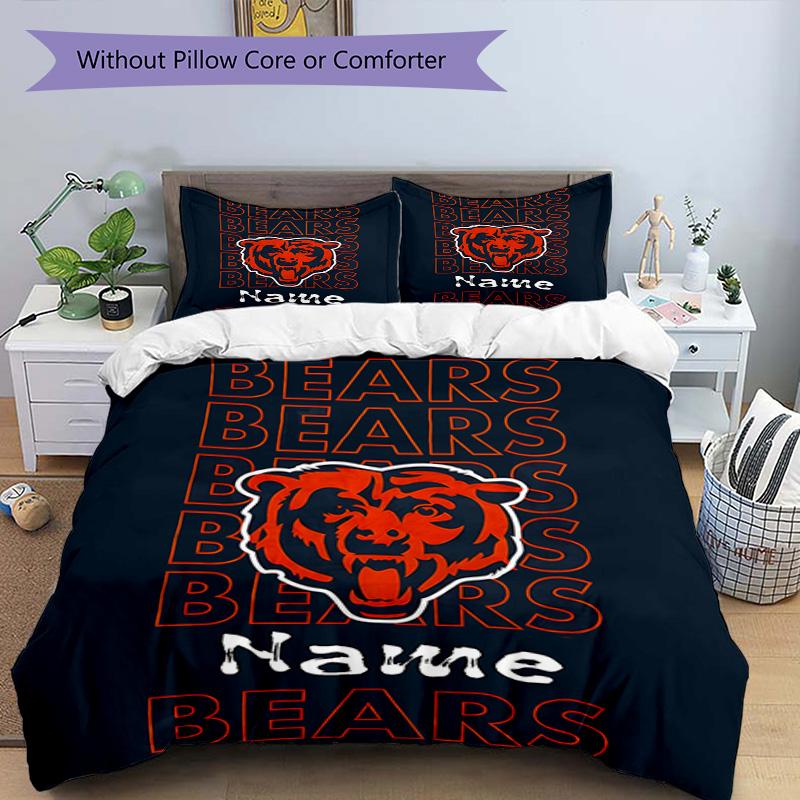 Chicago Bears Fan Gear 3PCS Bedding Set, Breathable Duvet Cover & 11 Pillowcases, Soft Bed Linen, Great Birthday Festival Gift