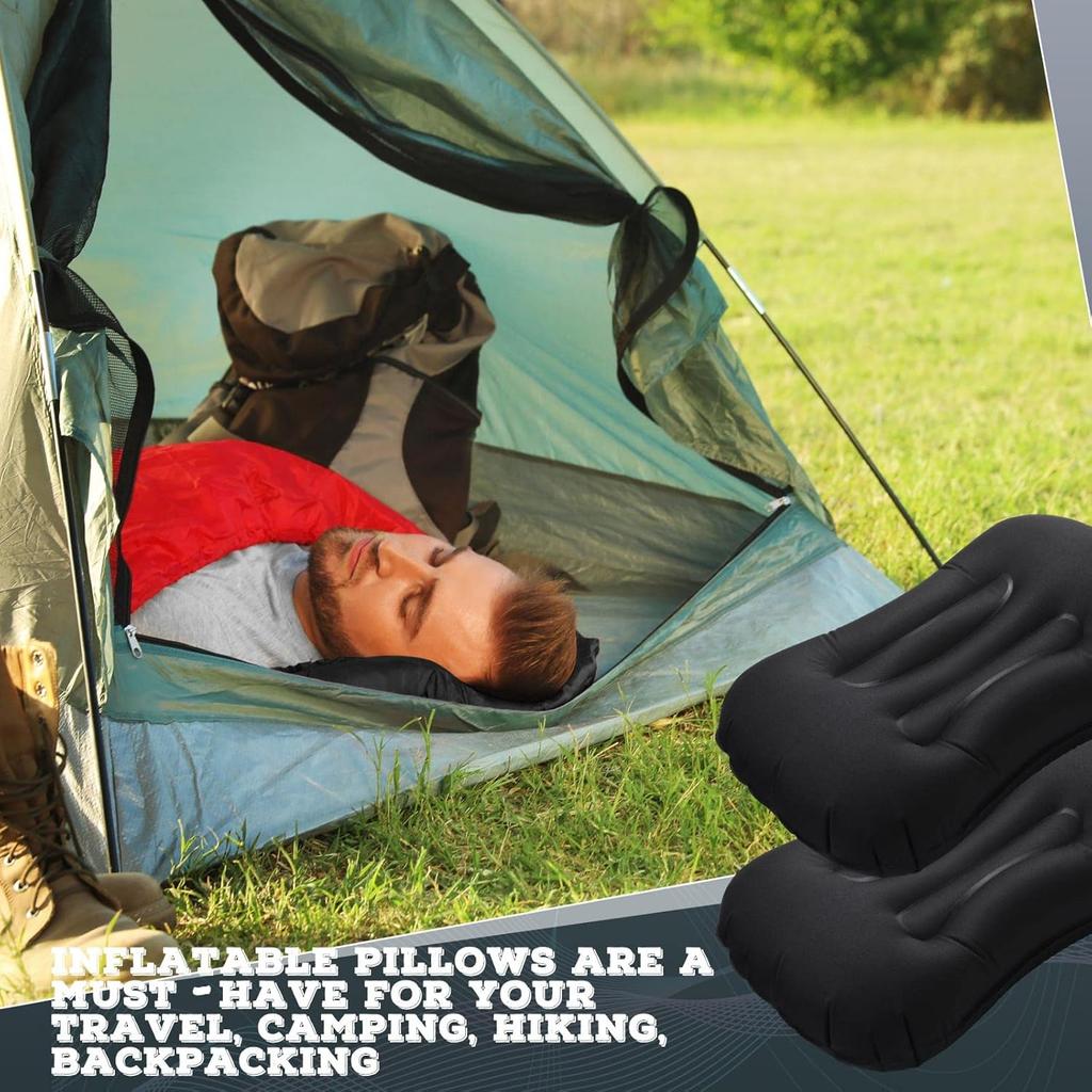 Verstellbares aufblasbares Nackenkissen, Taillenkissen, tragbares aufblasbares Kissen mit Augenmaske, Ohrstöpseln, Handtasche