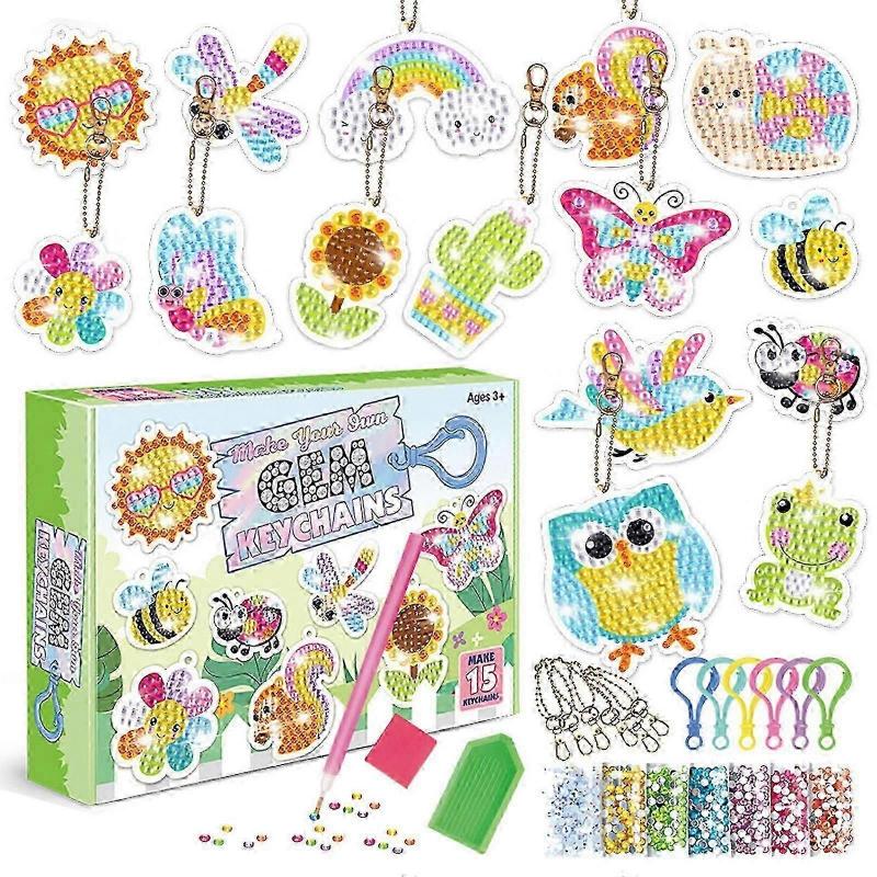 Portachiavi Pittura Diamante 5d Fai da Te Kit Pittura Diamante Artigianato con Diamanti Ornamenti da Appendere per Artigianato per Bambini Decorazioni Familiari
