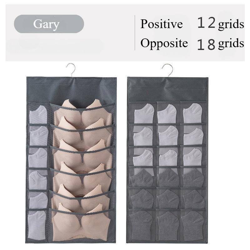 Double Sides Underwear Storage Hanging Bag Dormitory Home Wardrobe Hanging Wall Foldable Bag Underpants Socks Organizer 12+18