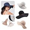 Floppy Foldable Ladies Women Straw Beach Sun Hat With Wide Brim For Summer Travel