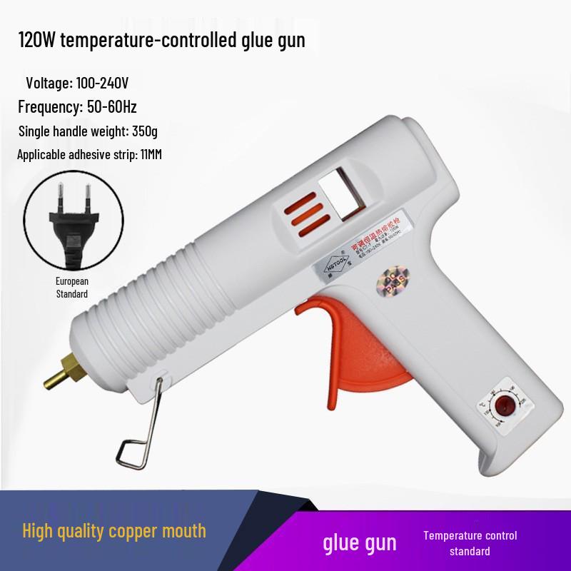 Pistol de lipit la cald cu temperatură reglabilă 120W cu afișaj digital - Grad industrial, batoane de lipici 11mm, temperatură constantă, pentru uz casnic