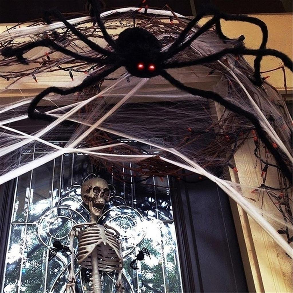 Halloween Plush Spider 30-200cm Outdoor Giant Spider Decor Chamber Prank Black Spider, Horror Halloween Decoration Party Prop