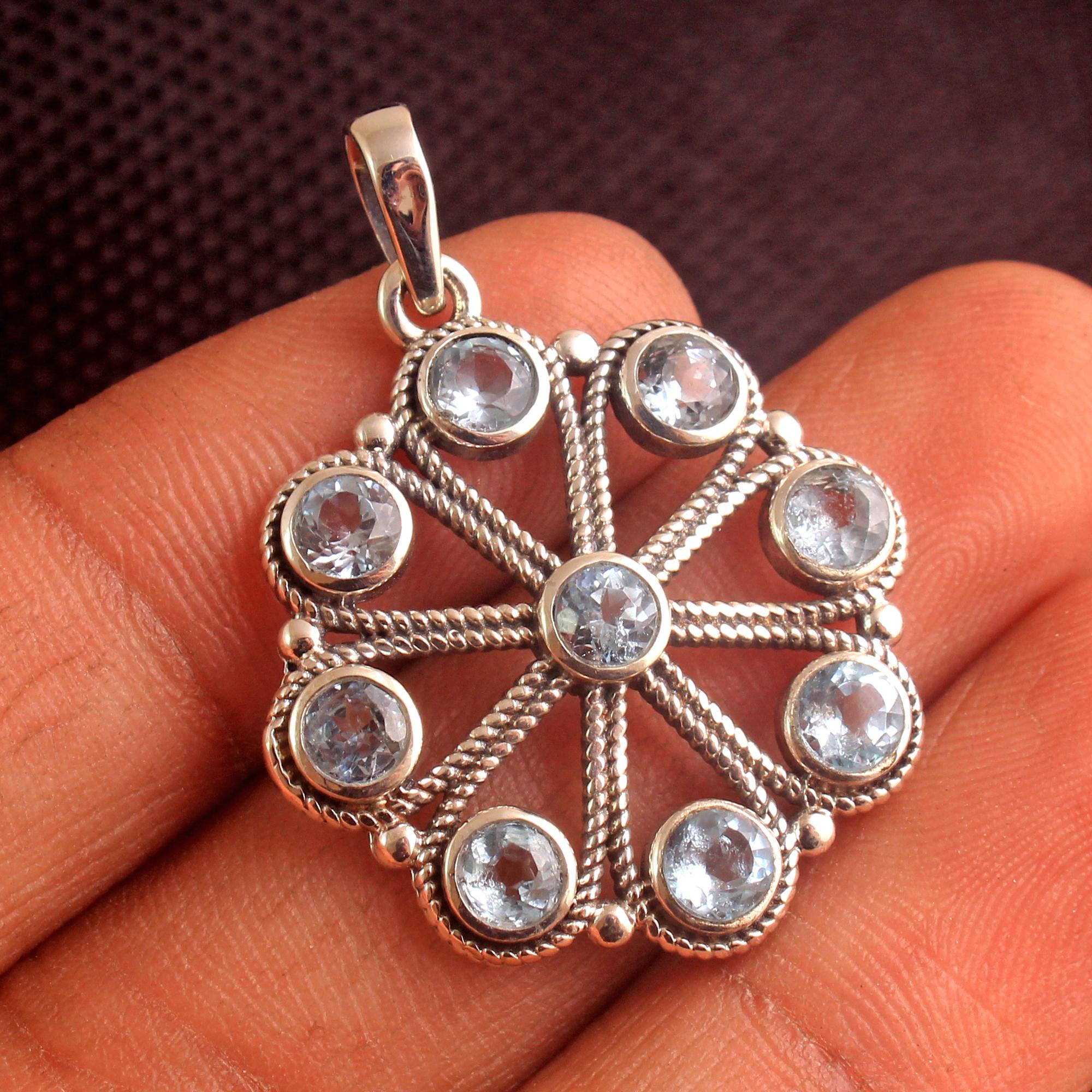 

Серебряный кулон с гранатом и синим топазом, кулон Рейки, 100% серебро 925 пробы, женские ювелирные украшения синий