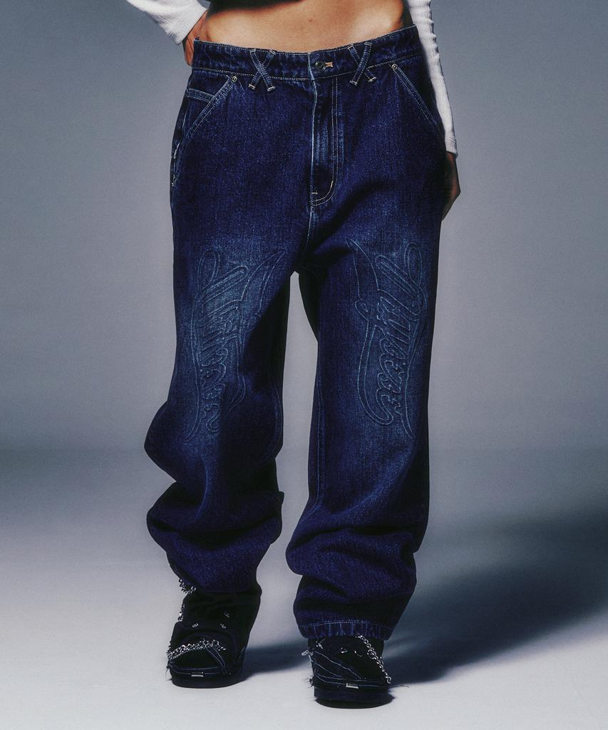 NYXX Logo Embossed Denim Pants Indigo