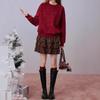 2026 Spring Women's High Waist Layered A-line Christmas Red Plaid Short Skirt R96C016