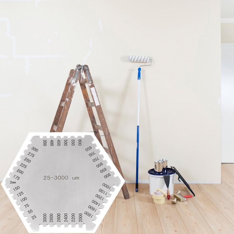 Stainless Steel Hexagonal Wet Film Comb Paint Thickness Gauge Meter for Architectural Coatings Measure Range 25-3000um