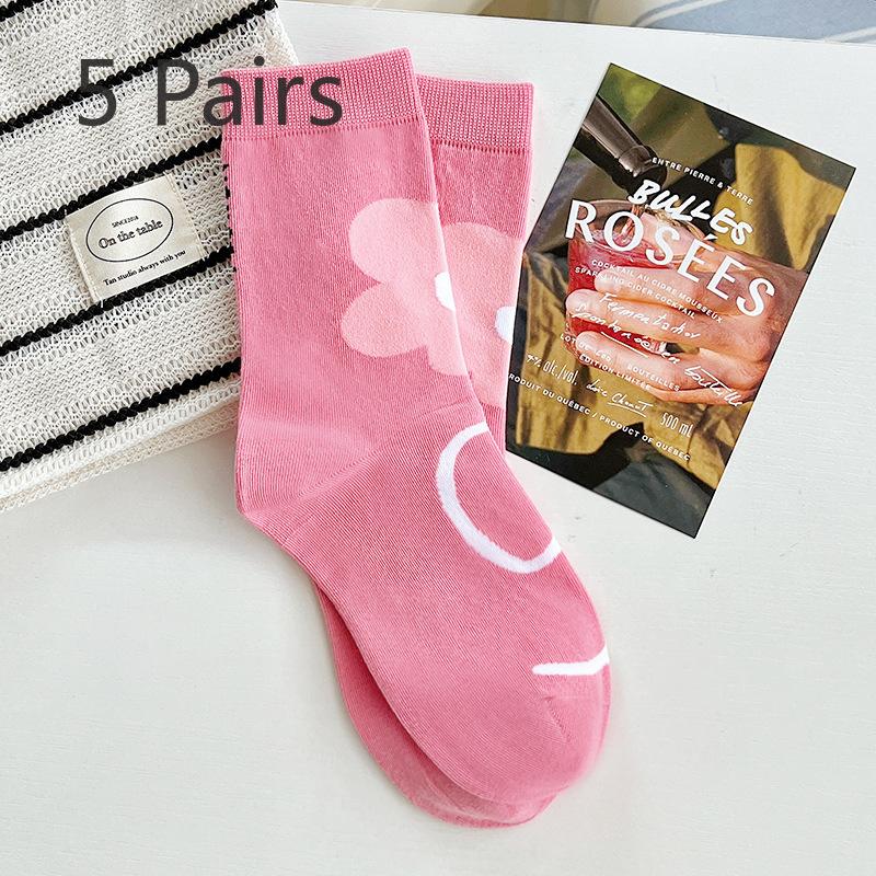 

5 пар женских весенне-летних носков без косточек, новые, милые 5 Pairs розовый