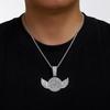 New Creative Full Diamond Wings Alloy Pendant, European and American Trendy Necklace, Hip Hop Cuban Chain Necklace