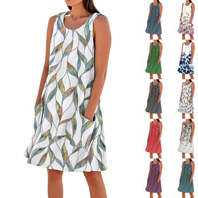 Summer Dresses For Women Loose Beach Vacation Casual Sleeveless Sundresses With Pockets Tank Dress