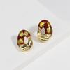 New Design Gilt Red Creative Gold Plated Irregular Round Geometric Earrings for Women Statement Studs Fashion Jewelry Waterproof