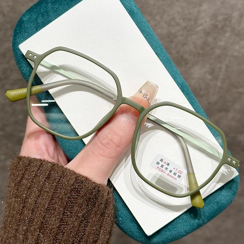 

Модные матовые очки для чтения для женщин и мужчин, винтажные, блокирующие синий свет, для пресбиопии, трендовая квадратная оправа, очки для дальнозоркости 3