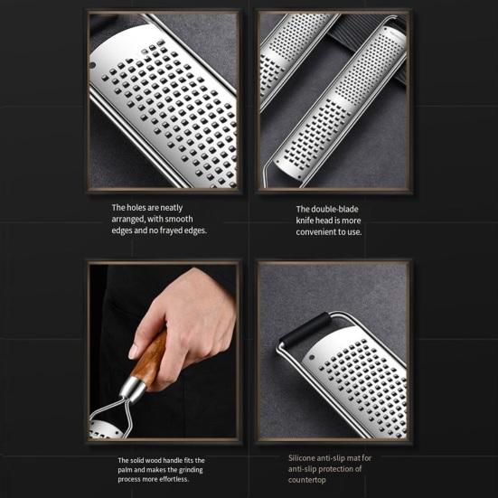 Rostfritt Stål 304 Rivjärn med Halkfritt Handtag Multifunktionell Ost Choklad Citron Zestare Muskot Ingefära Rivjärn Lätt att Rengöra Diskmaskin