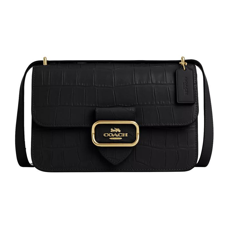 

COACH Morgan 25 plaque logo cow leather shoulder crossbody bag medium women s black чорний